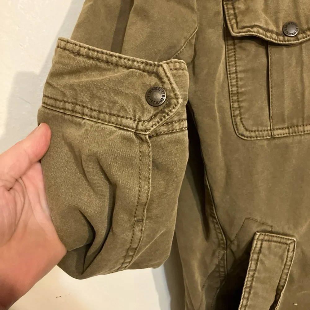 Levi’s canvas jacket with fleece lining and quotes arms Small Silver label